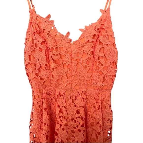 ASTR The Label Coral Lace Midi Dress XS Romantic Lace Crochet Wedding Guest - Picture 4 of 12